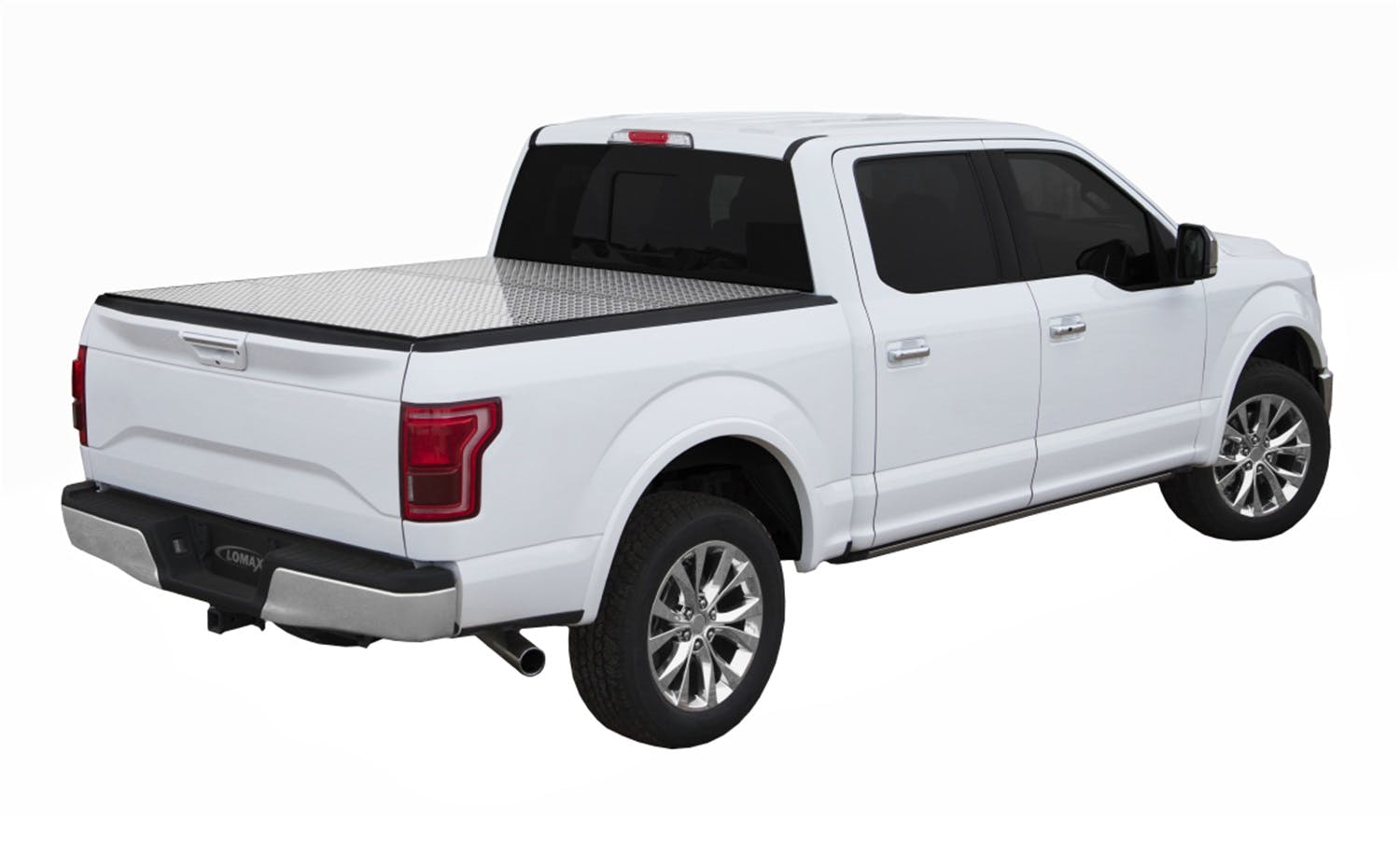 LOMAX Covers Professional Series Aluminum Low Profile Hard Tri-Fold Diamond Plate Tonneau Cover