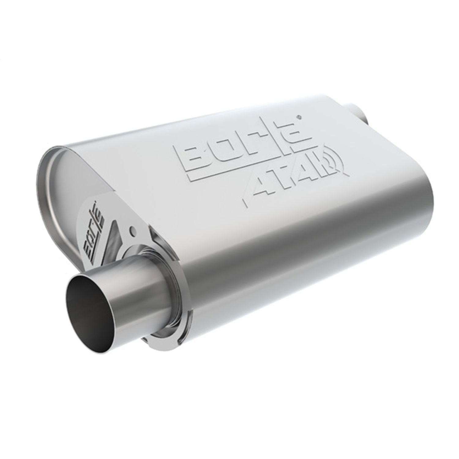 Borla 400823 CrateMuffler? Muffler Chevrolet Small Block 283/ 327/ 350 CID V8 Stock Output 2.5" Offset Inlet/ 2.5" Offset Outlet ATAK? Exhaust Muffler