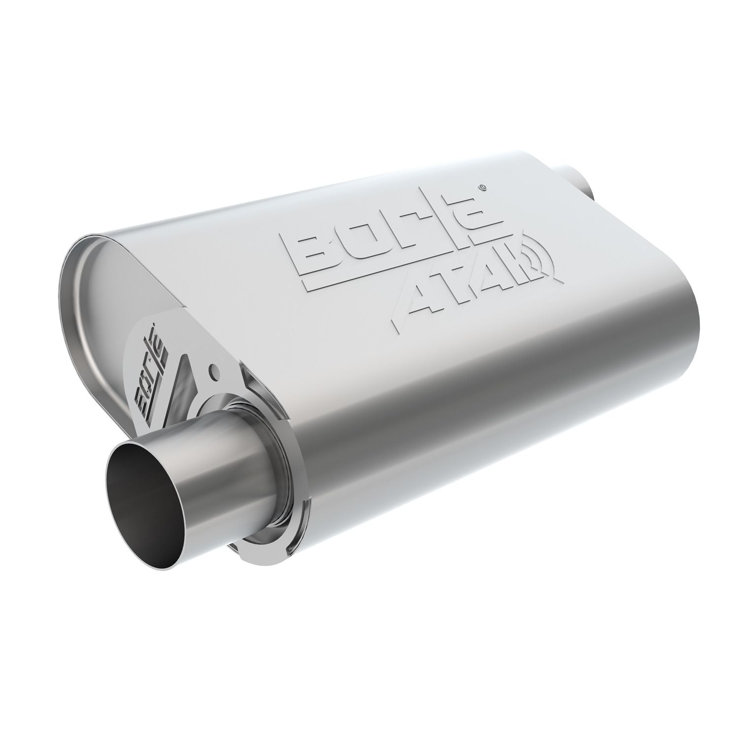 Borla 400841 CrateMuffler? Muffler Chevrolet Small Block 350/ 383/ 406 CID V8 High Output 3" Offset Inlet/ 3" Offset Outlet ATAK? Exhaust Muffler